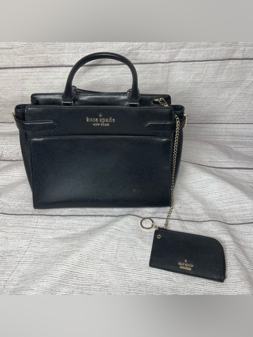 Kate Spade New York Staci Medium Black Saffiano Leather Purse